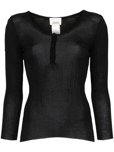 Isabel Marant Lamylic Long Sleeve Cotton Top Clothing In Black