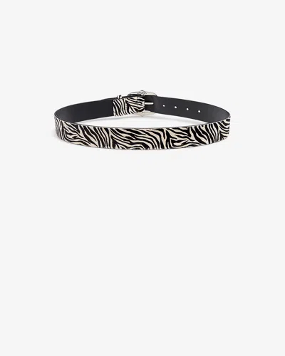 Isabel Marant Lapae Leather Belt In Zebra / Palladium