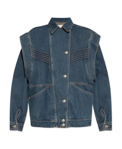 Isabel Marant Lapel Denim Coat In Blue
