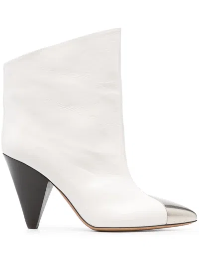 Isabel Marant Lapio 90mm Leather Boots In White