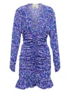 Isabel Marant Lara Geometric Ruffled Mini Day Dress In Blue