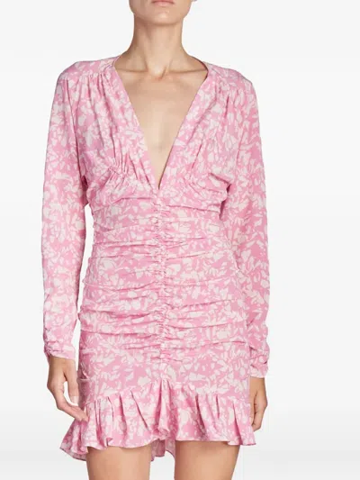 Isabel Marant Lara Ruffled Silk-blend Mini Dress In Pink