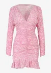 Isabel Marant Women Stretch Silk Dress With All-over Print In Pink