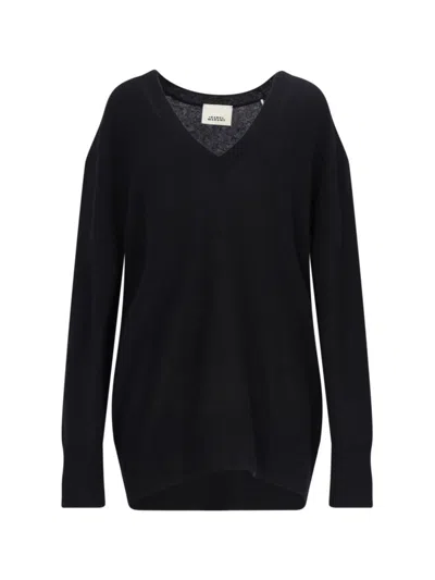 Isabel Marant Larana V-neck Sweater In Black Baby