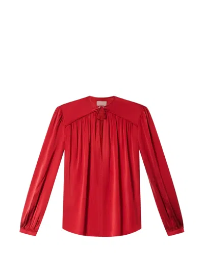 Isabel Marant Laraya Fluid Silk Satin Blouse In Red
