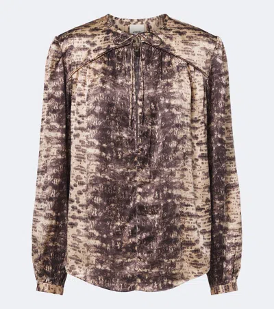 Isabel Marant Laraya Snake-print Silk Satin Blouse In Multi