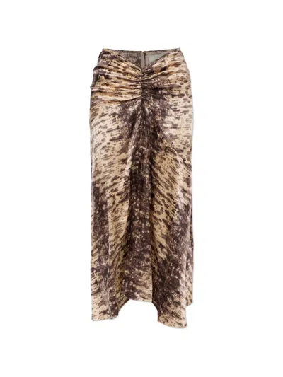 Isabel Marant Laren Ruched Midi Skirt In Neutrals