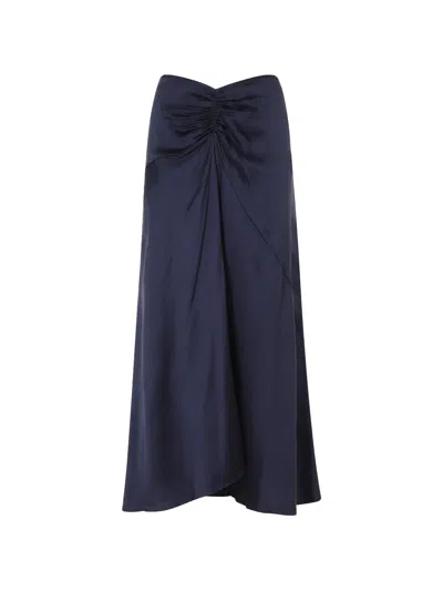 Isabel Marant Laren Ruched-detail Midi Skirt In Blue