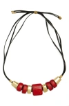 Isabel Marant Large Beaded Choker Necklace In Henna/light Brass Hels