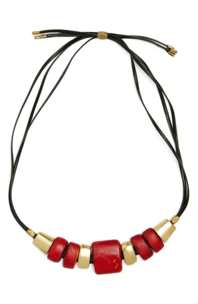 Isabel Marant Large Beaded Choker Necklace In Henna/light Brass Hels
