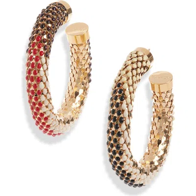 Isabel Marant Large Beaded Mesh Hoop Earrings In Gold