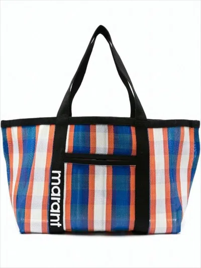 Isabel Marant Large Rectangular Shoulder Bag With Plaid Design In White