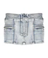 Isabel Marant Lary Mini Denim Shorts In Gray