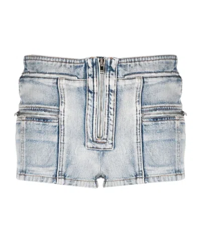Isabel Marant Lary Mini Denim Shorts In Gray