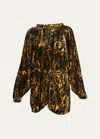 Isabel Marant Lassie Velvet Printed Mini Dress In Leopard