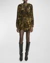 Isabel Marant Lassie Velvet Printed Mini Dress In Leopard