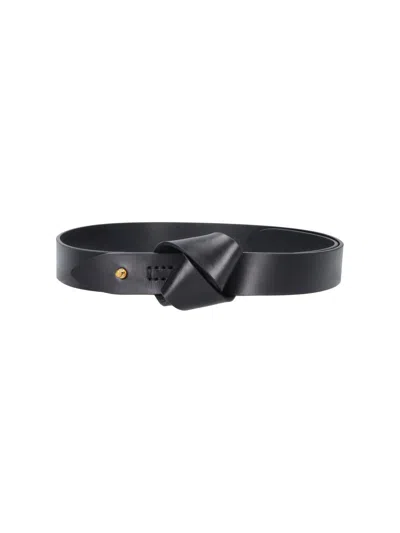 Isabel Marant Lassio Front Knot Adjustable Black Leather Belt