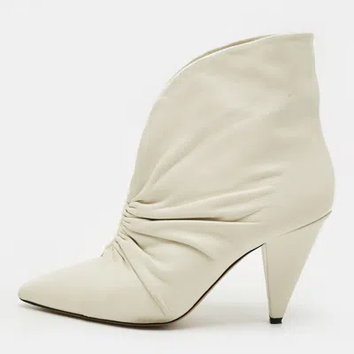 Pre-owned Isabel Marant Lasteen Size 40 White Leather Ankle Boots