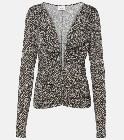 ISABEL MARANT LAURA PRINTED RUCHED JERSEY TOP