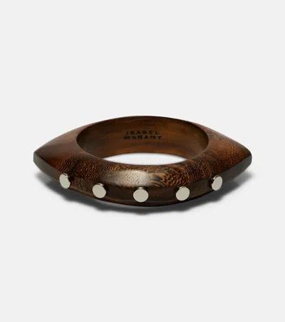 Isabel Marant Layla Studded Wood Bangle In Brown