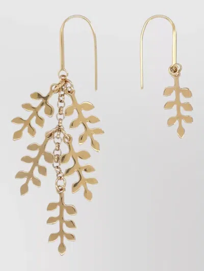 Isabel Marant Leaf Dangle Earrings Mixed Metal Finish In Brown