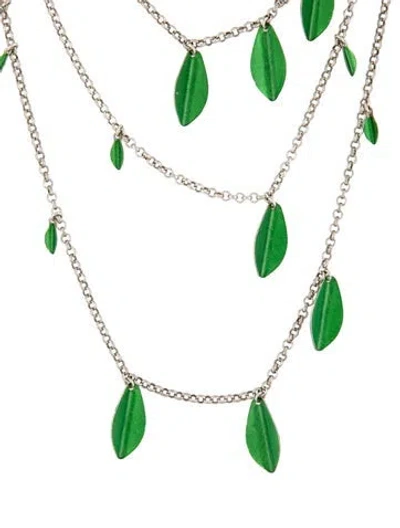 Pre-owned Isabel Marant Leaf Multistrand Necklace, 15.25" In Green