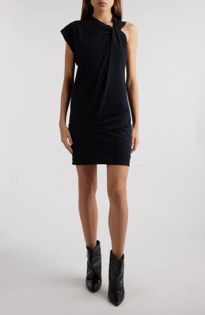 Isabel Marant Leany Asymmetric Cotton Minidress In Black