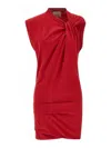 Isabel Marant Draped Knot Sleeveless Crew Neck Mini Dress