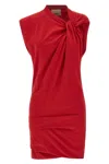 Isabel Marant Draped Knot Sleeveless Crew Neck Mini Dress In Red