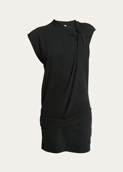 Isabel Marant Leany Twisted Mini T-shirt Dress In Black