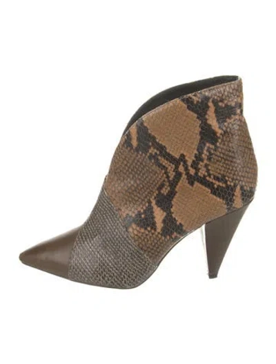 Pre-owned Isabel Marant Leather Animal Print Boots In Brown