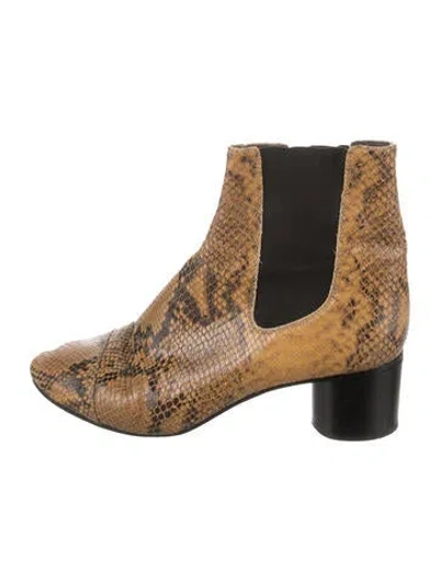 Pre-owned Isabel Marant Leather Animal Print Chelsea Boots In Brown
