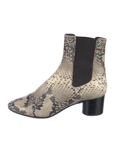 Pre-owned Isabel Marant Leather Animal Print Chelsea Boots In Neutral
