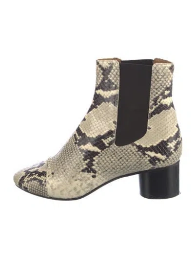 Pre-owned Isabel Marant Leather Animal Print Chelsea Boots In Neutral
