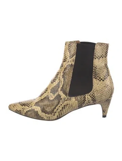 Pre-owned Isabel Marant Leather Animal Print Chelsea Boots In Neutral