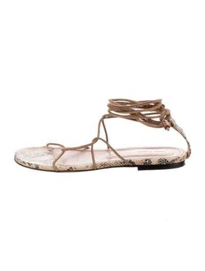 Pre-owned Isabel Marant Leather Animal Print Gladiator Sandals In Brown
