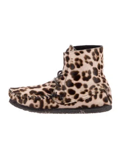 Pre-owned Isabel Marant Leather Animal Print Lace-up Boots In Multi