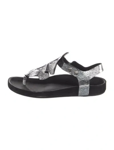 Pre-owned Isabel Marant Leather Animal Print Sandals In Silver