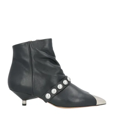 Isabel Marant Leather Ankle Boots In Black