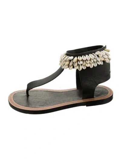 Pre-owned Isabel Marant Leather Beaded Accents Sandals In Green