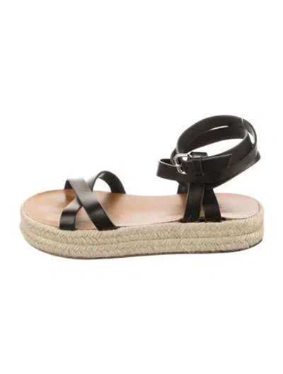 Pre-owned Isabel Marant Leather Braided Accents Espadrilles In Black