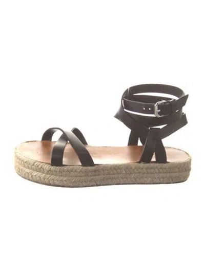 Pre-owned Isabel Marant Leather Braided Accents Espadrilles In Black