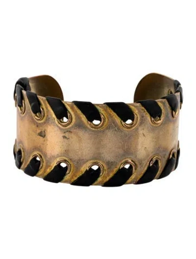 Pre-owned Isabel Marant Leather Braided Cuff Bracelet, 6.75" In Multi