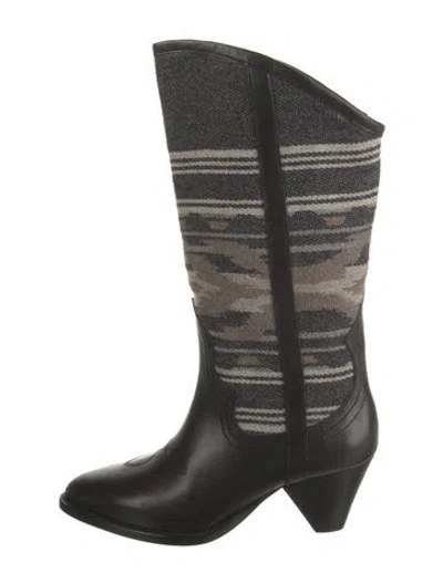 Pre-owned Isabel Marant Leather Camouflage Print Rain Boots W/ Tags In Black