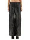 Isabel Marant Wide-leg Trousers Leather Texture In Black