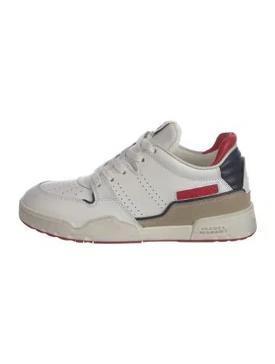 Pre-owned Isabel Marant Leather Colorblock Pattern Athletic Sneakers In White