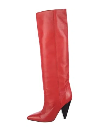 Pre-owned Isabel Marant Leather Colorblock Pattern Boots In Red