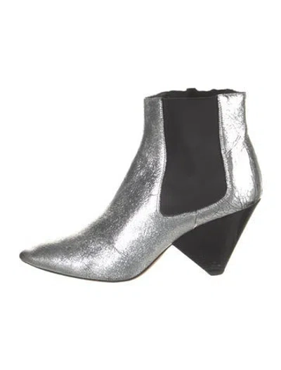 Pre-owned Isabel Marant Leather Colorblock Pattern Chelsea Boots In Silver