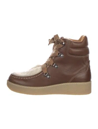 Pre-owned Isabel Marant Leather Colorblock Pattern Lace-up Boots In Brown