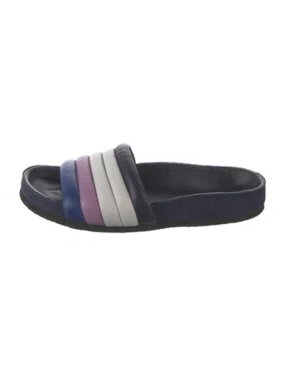 Pre-owned Isabel Marant Leather Colorblock Pattern Slides In Blue